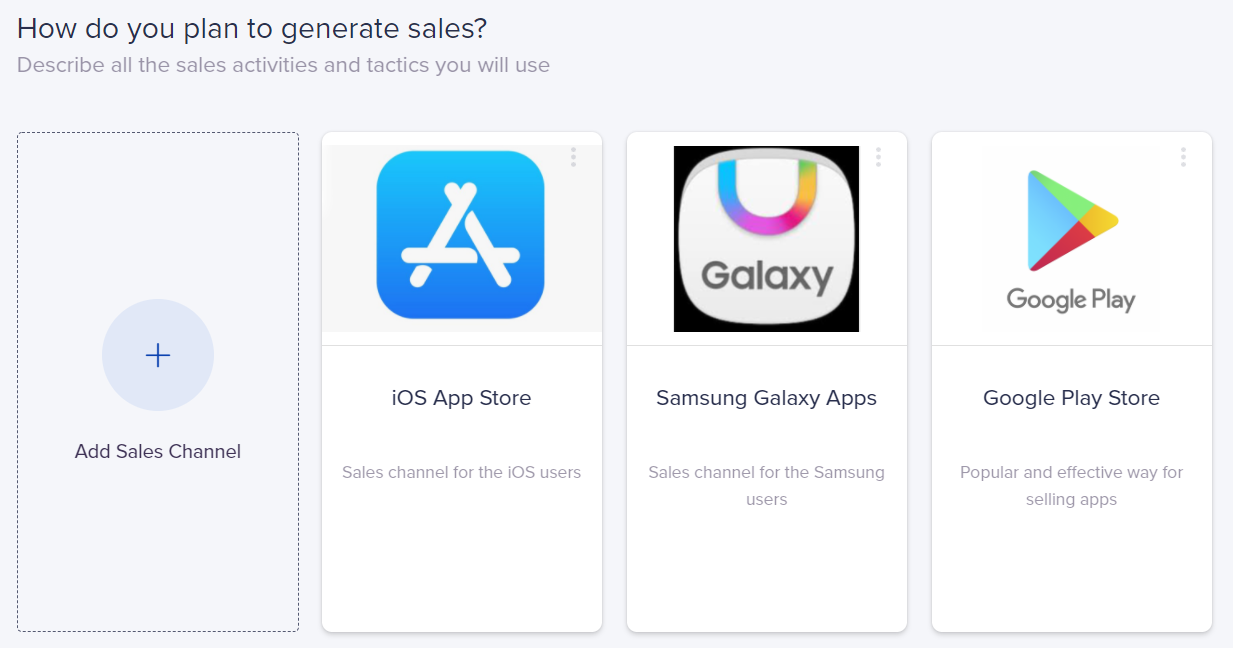 Distribution channels - Snapshot from IdeaBuddy