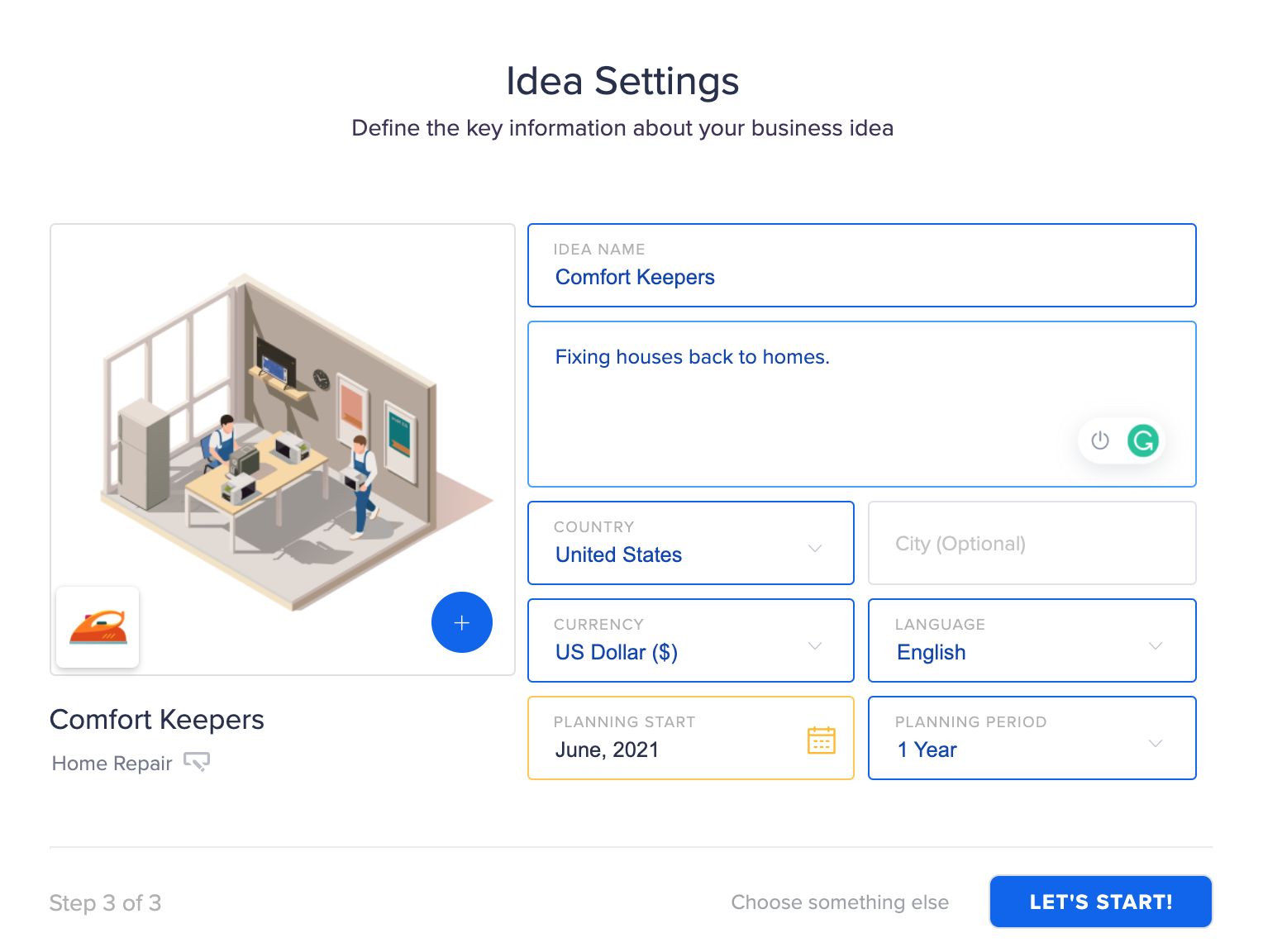 Creating a business canvas for Comfort Keepers, a fictional home repair shop